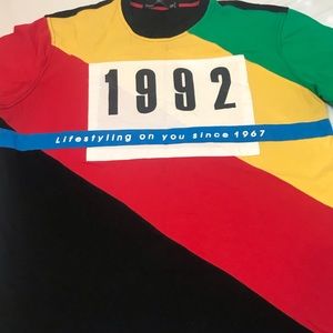 Vintage style color block Tee with 1992 trackpatch